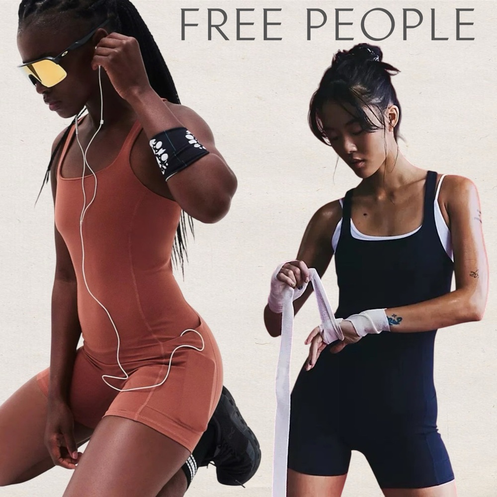 FP Movement Free People Never Better Runsie Black Short Romper Jumpsuit Small